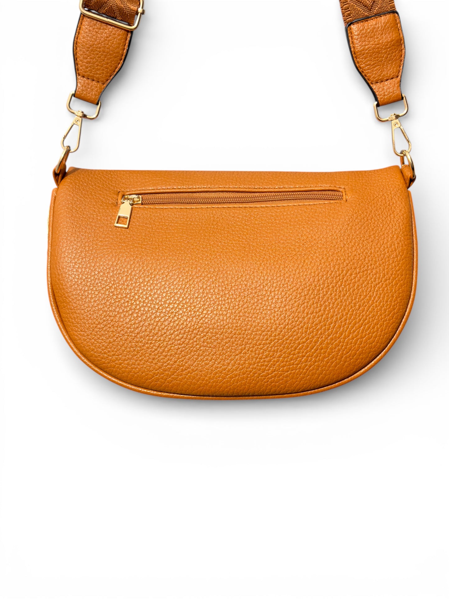 Grand sac banane - marron - Bi-matière motif brillant | A