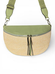 Sac banane femme - Vert - Bi-matière motif mat | A
