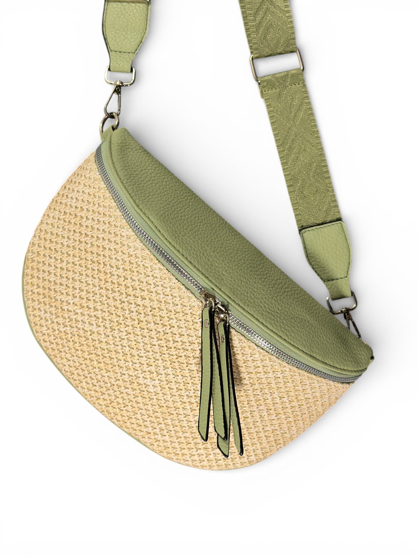 Sac banane femme - Vert - Bi-matière motif mat | A