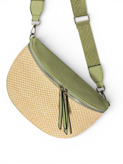 Sac banane femme - Vert - Bi-matière motif mat | A