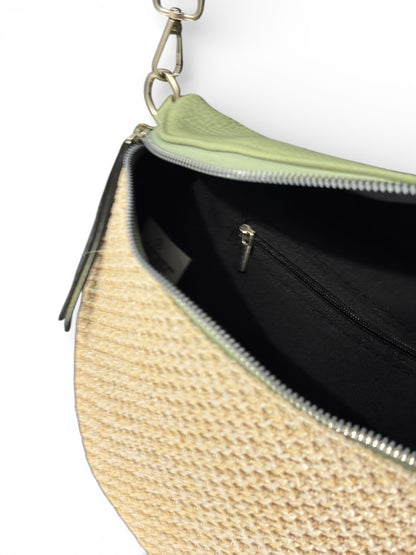 Sac banane femme - Vert - Bi-matière motif mat | A