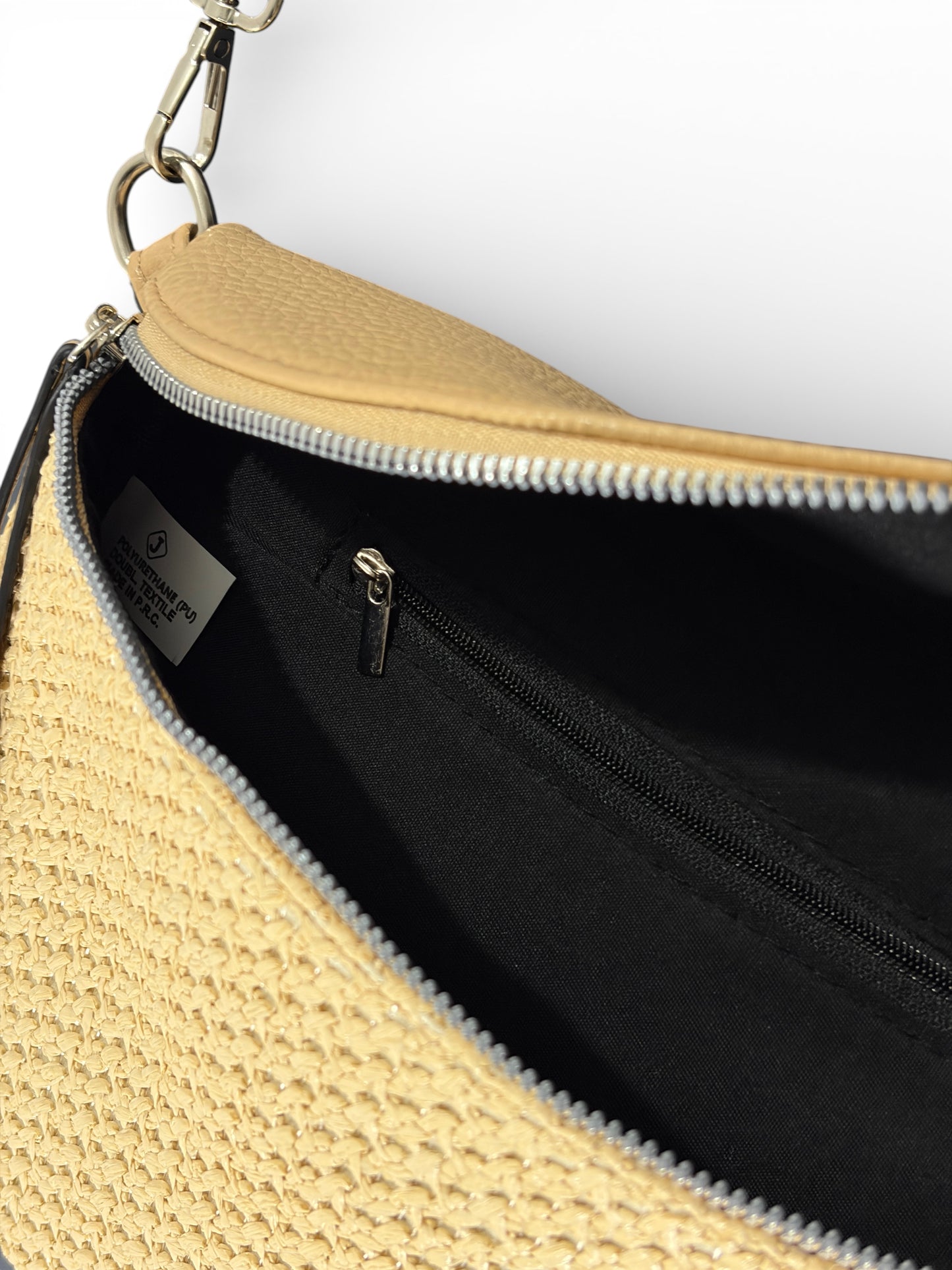 Grand sac banane - Beige - Bi-matière motif mat | A