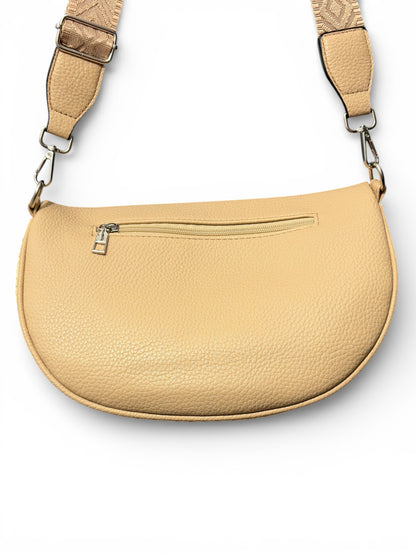 Grand sac banane - Beige - Bi-matière motif mat | A