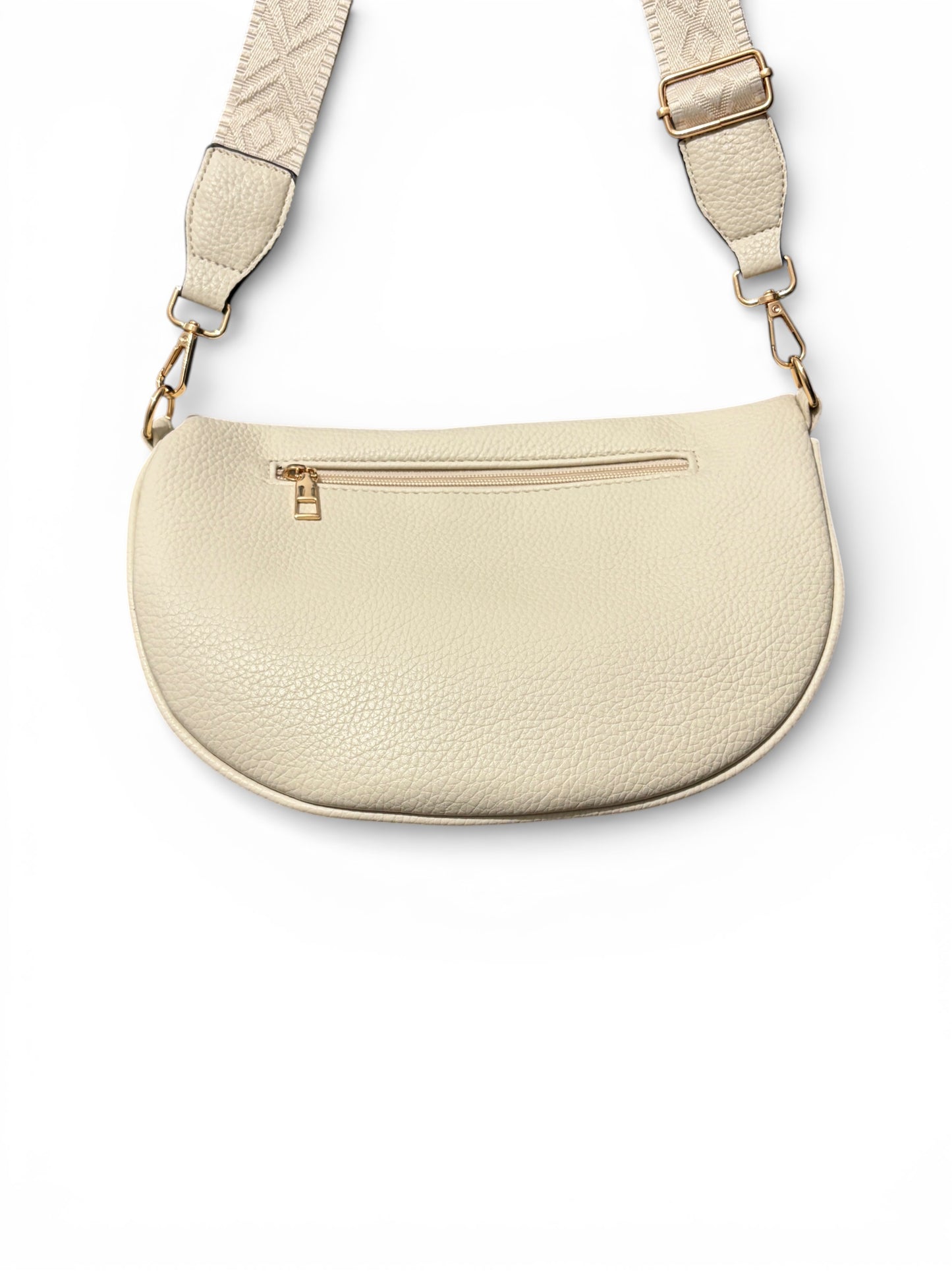 Grand sac banane - Crème - Bi-matière motif brillant | A