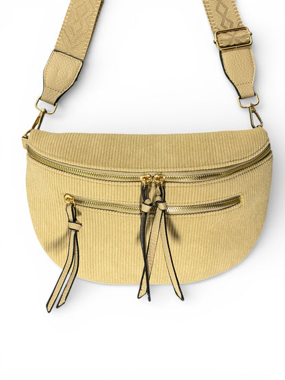 Grand sac banane - Beige sablé - Velours - A