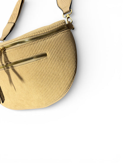 Grand sac banane - Beige sablé - Velours - A