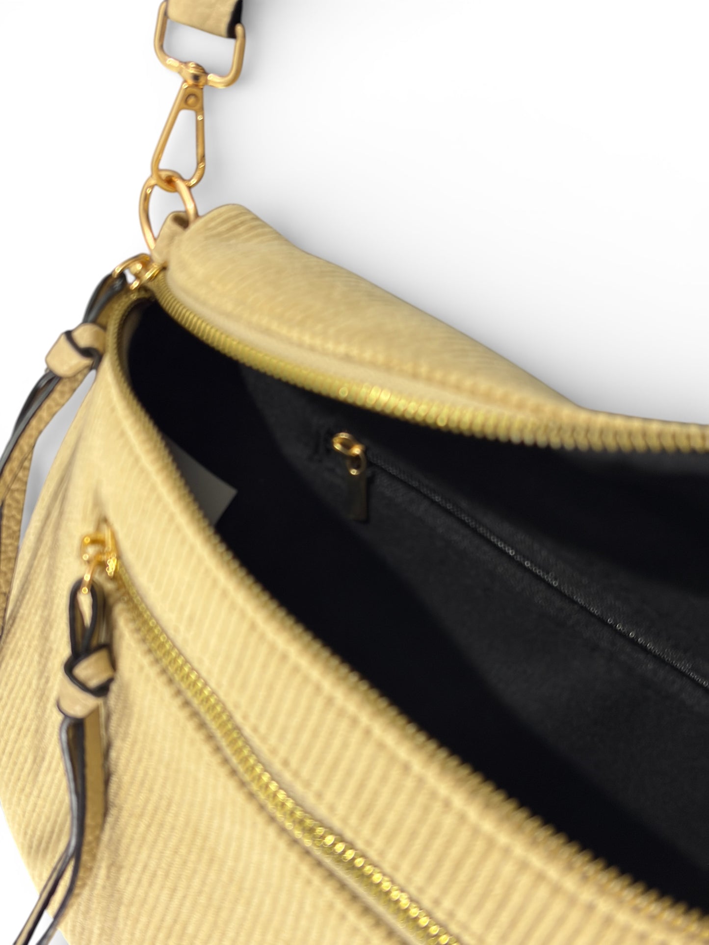 Grand sac banane - Beige sablé - Velours - A