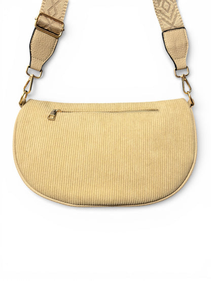 Grand sac banane - Beige sablé - Velours - A