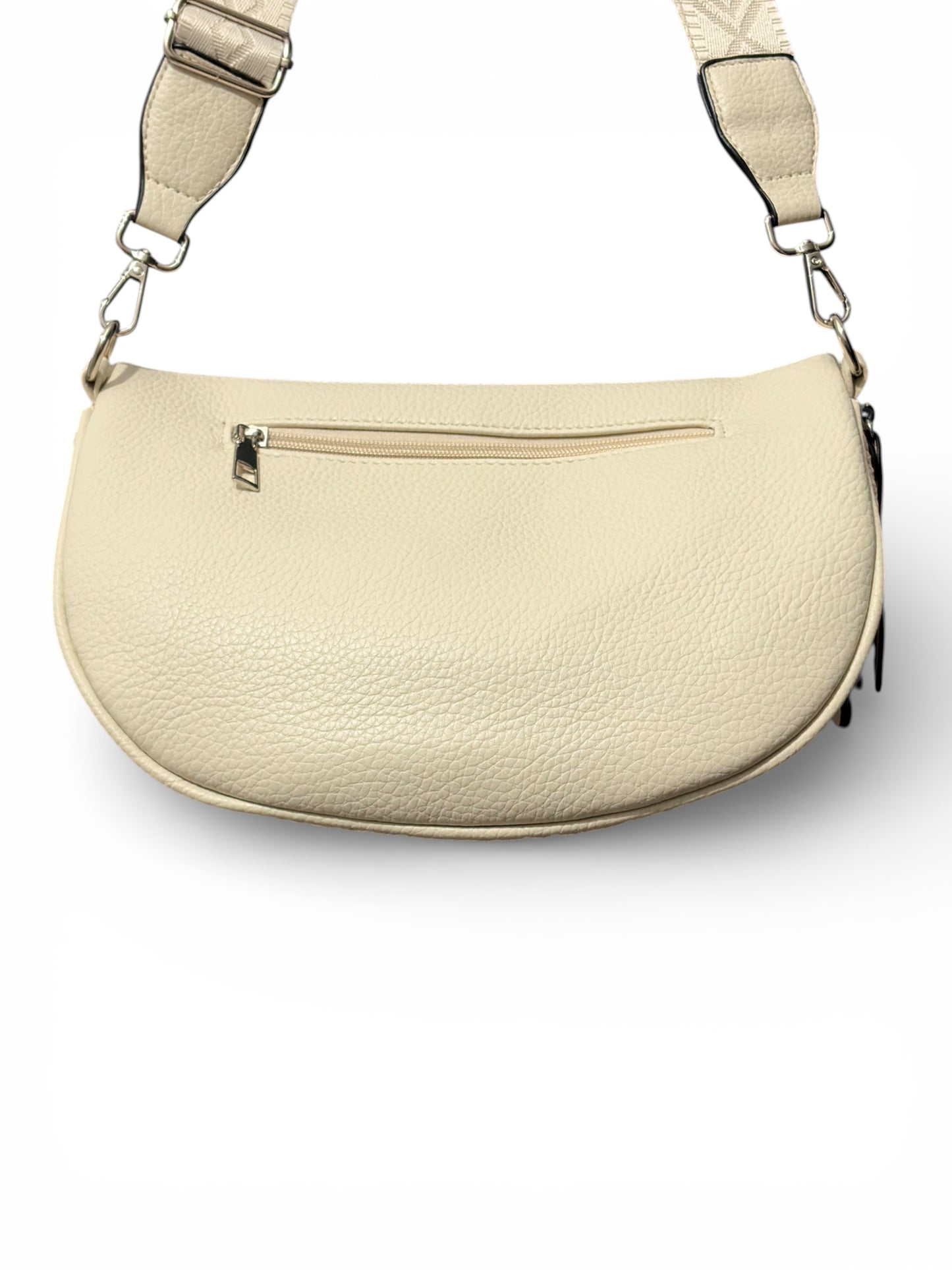 Grand sac banane - Crème - bi-matière motif mat | A