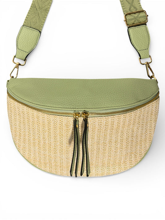 Grand sac banane - Vert - bi-matière motif brillant