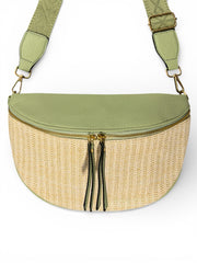Grand sac banane - Vert - bi-matière motif brillant