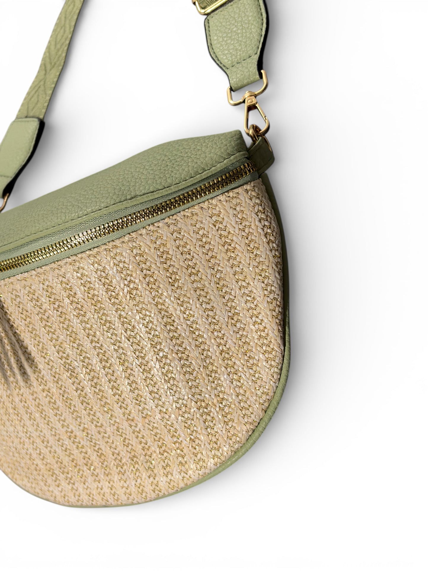 Grand sac banane - Vert - bi-matière motif brillant