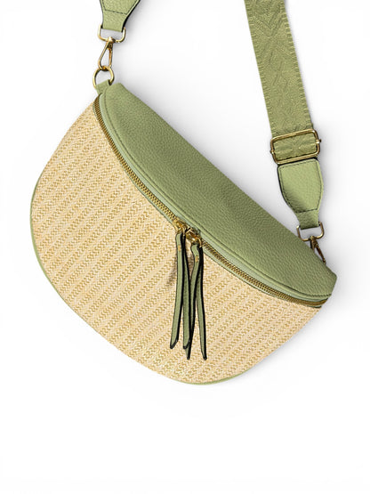 Grand sac banane - Vert - bi-matière motif brillant