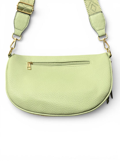 Grand sac banane - Vert - bi-matière motif brillant