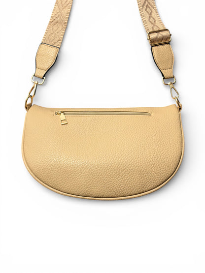 Grand sac banane - Beige - Bi-matière motif brillant | A