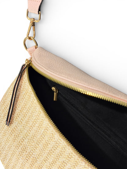 Grand sac banane - Rose - Bi-matière motif brillant | A