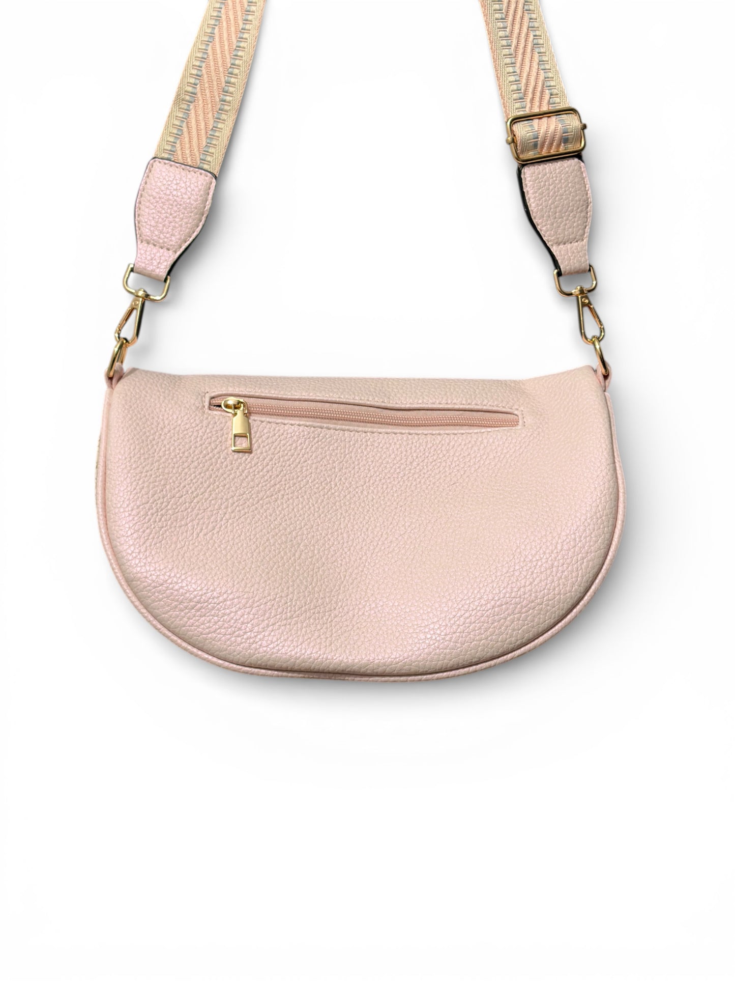 Grand sac banane - Rose - Bi-matière motif brillant | A