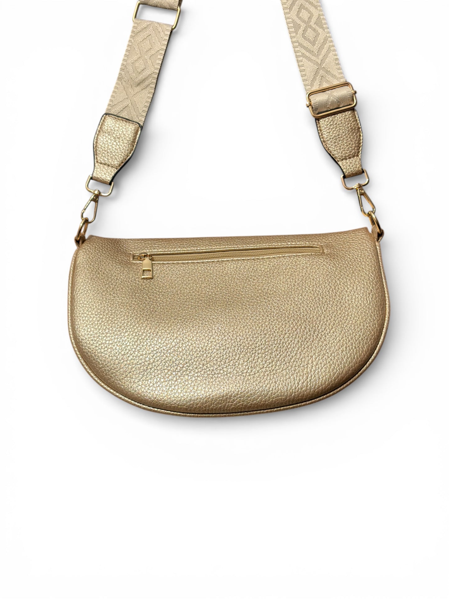 Grand sac banane - Dorée - Bi-matière motif brillant