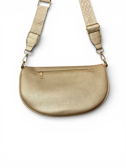 Grand sac banane - Dorée - Bi-matière motif brillant