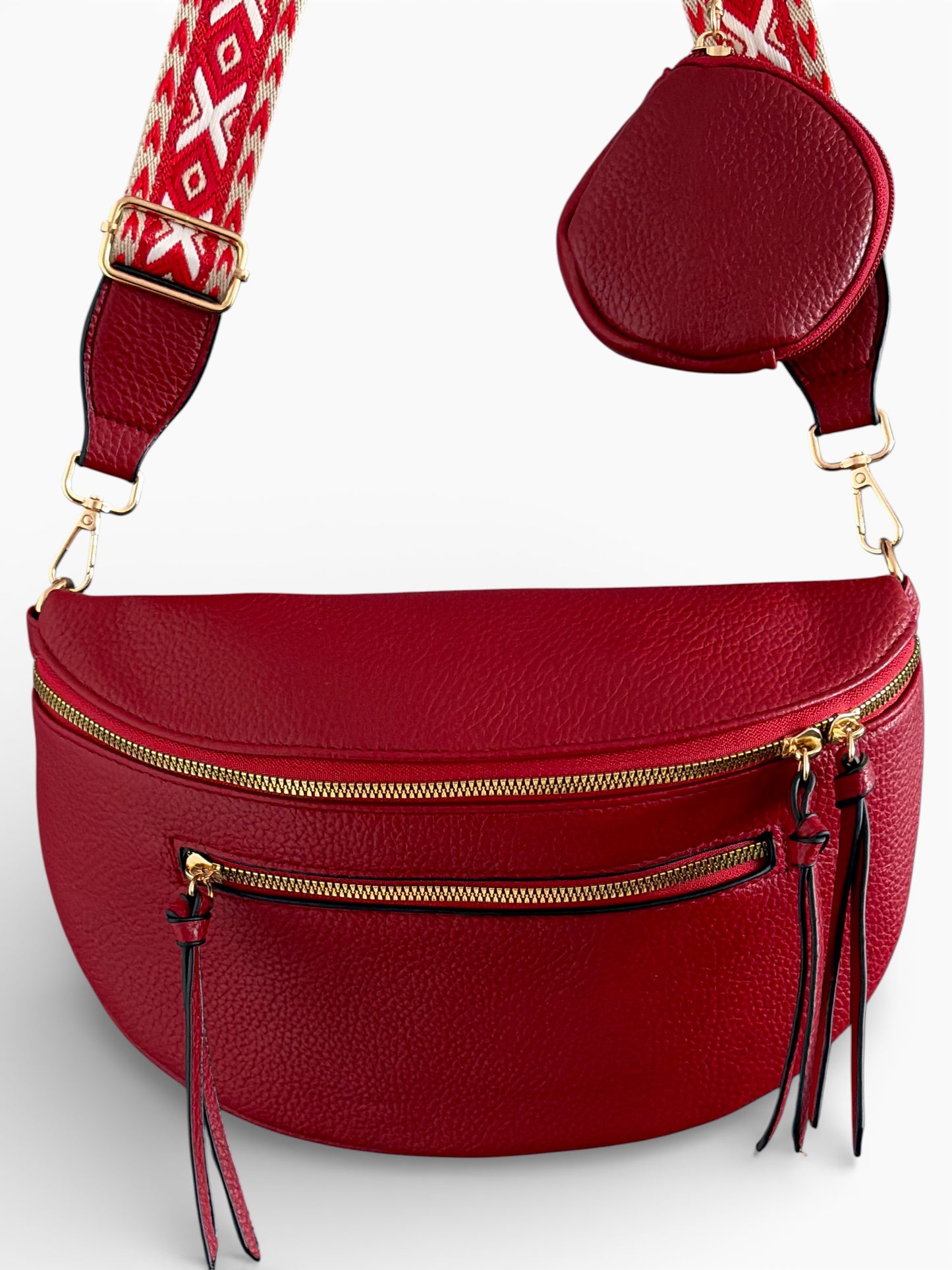 Grand sac banane - Rouge bordeaux - Cuir PU | B