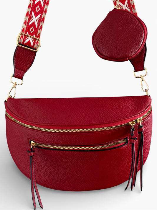 Grand sac banane - Rouge bordeaux - Cuir PU | B