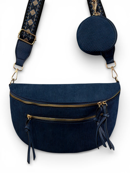 Grand sac banane - Bleu pétrole - Velours | B