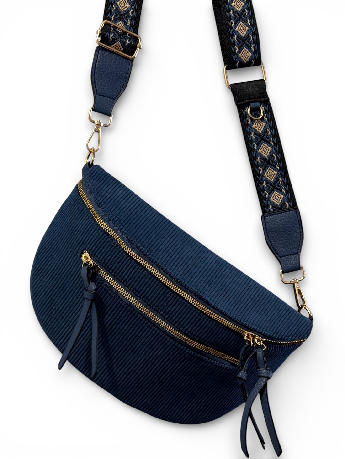 Grand sac banane - Bleu pétrole - Velours | B