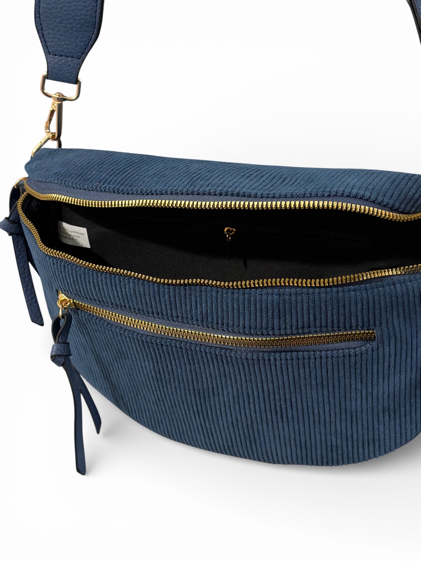 Grand sac banane - Bleu pétrole - Velours | B