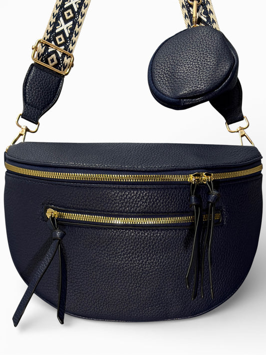 Grand sac banane - Bleu marine - Cuir PU | B