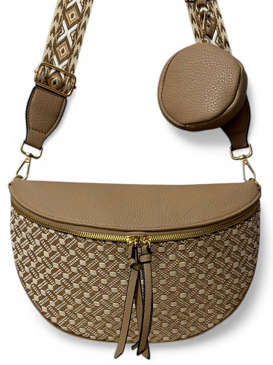 Grand sac banane - Beige - Bi-matière | B