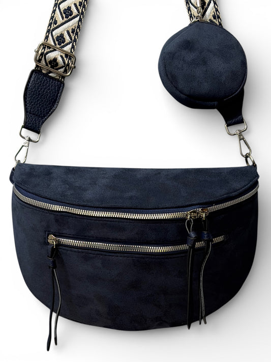 Grand sac banane - Bleu pétrole - Cuir daim PU | B