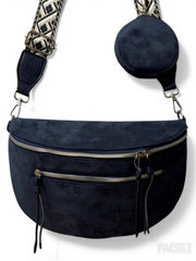 Grand sac banane - Bleu pétrole - Cuir daim PU | B