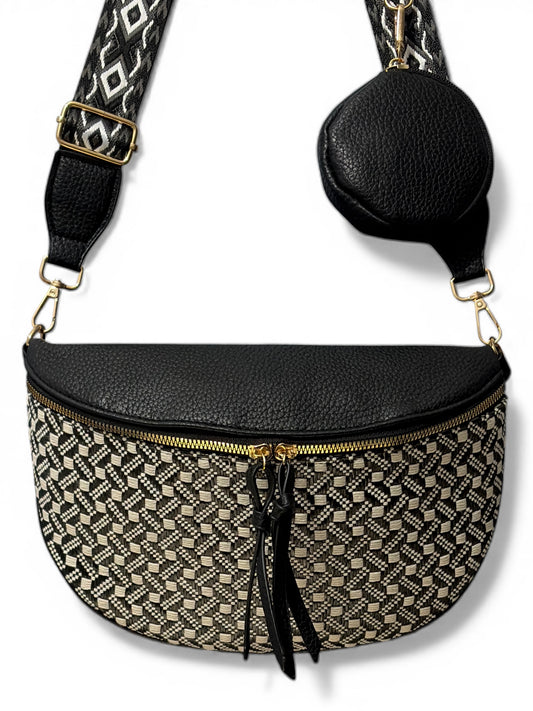 Grand sac banane - Noir - Bi-matière | B