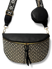 Grand sac banane - Noir - Bi-matière | B