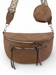 Grand sac banane - Beige marronné - Cuir daim PU | B