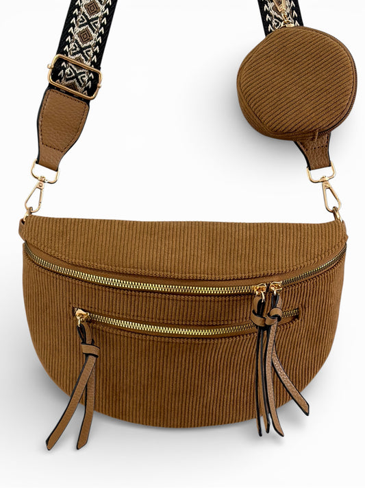 Grand sac banane - Marron caramel - Velours | B