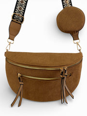 Grand sac banane - Marron caramel - Velours | B