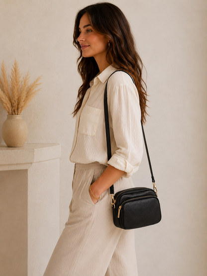 Petit sac bandoulière femme Cuir noir