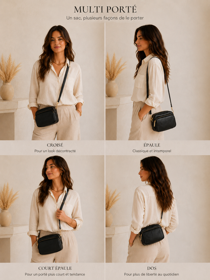 Petit sac bandoulière femme Cuir noir
