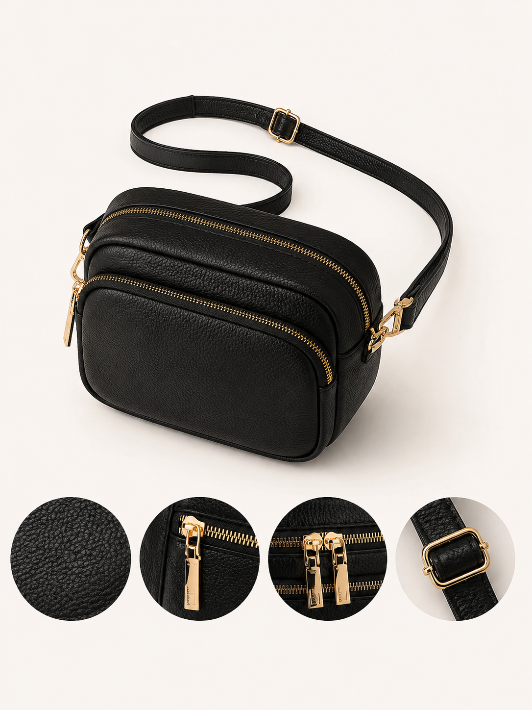 Petit sac bandoulière femme Cuir noir