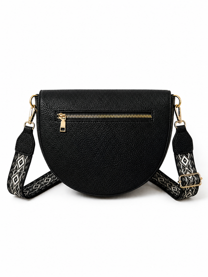 Grand Sac Banane Femme en cuir synthétique – Bandoulière Ajustable, Porte-monnaie Inclus Noir