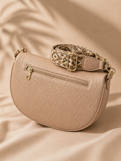 Grand sac banane femme beige style paille Bandoulière large - Porte-monnaie inclus