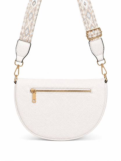Grand sac banane femme blanc effet paille Bandoulière large - Porte-monnaie inclus