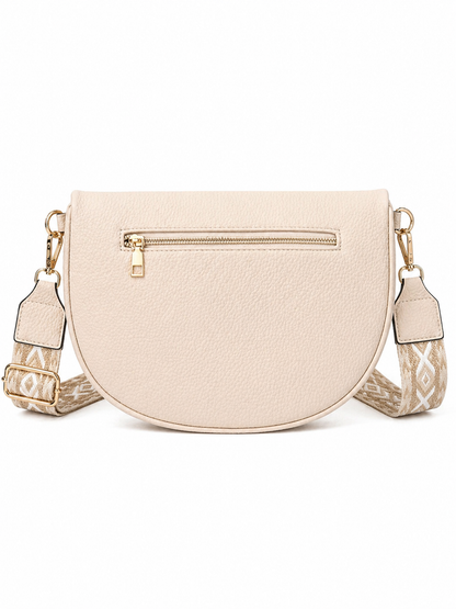 Grand sac banane femme Beige clair effet paille Bandoulière large - Porte-monnaie inclus