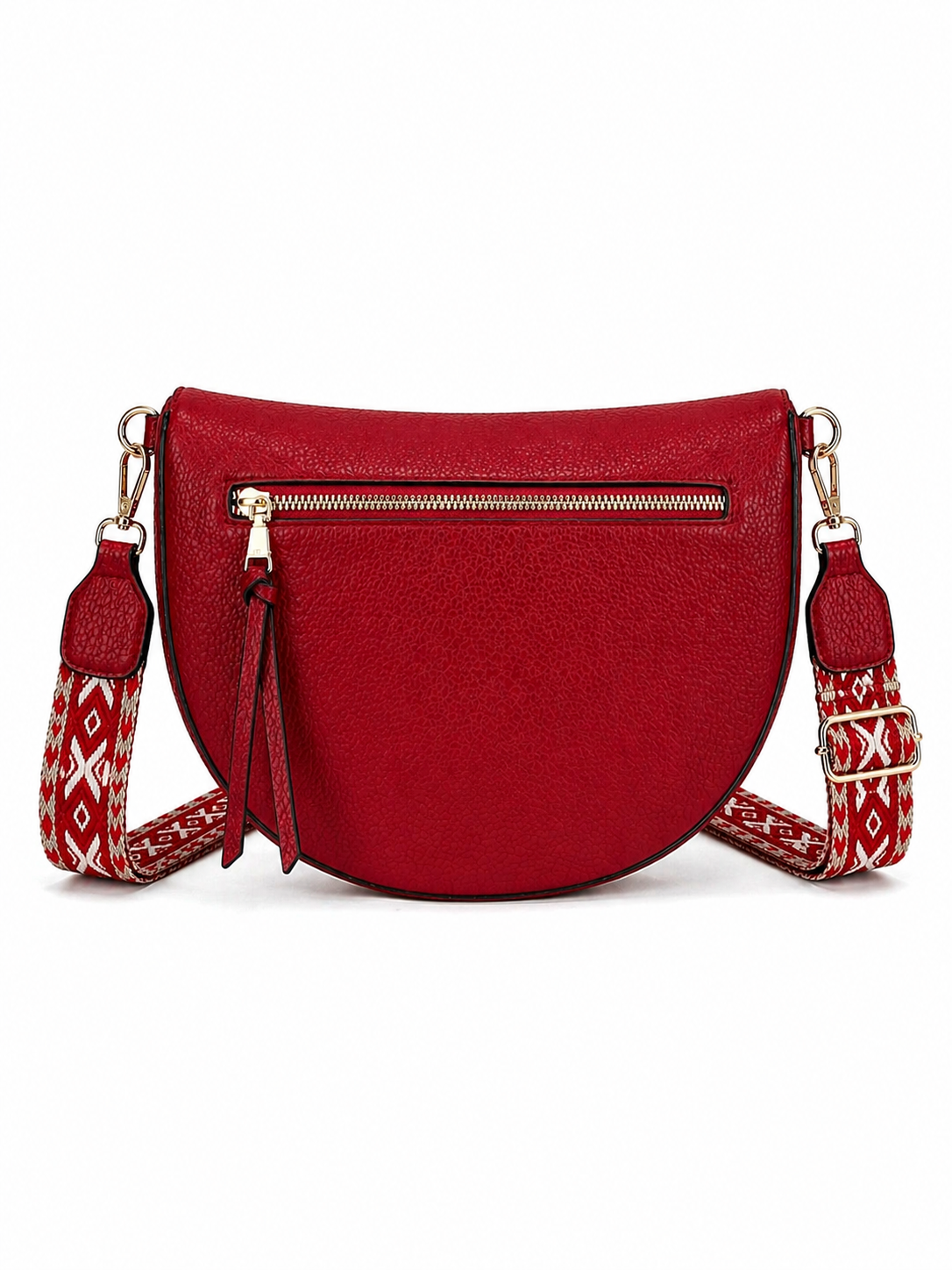 Grand sac banane femme cuir bordeaux Bandoulière large - Porte-monnaie inclus
