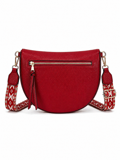 Grand sac banane femme cuir bordeaux Bandoulière large - Porte-monnaie inclus