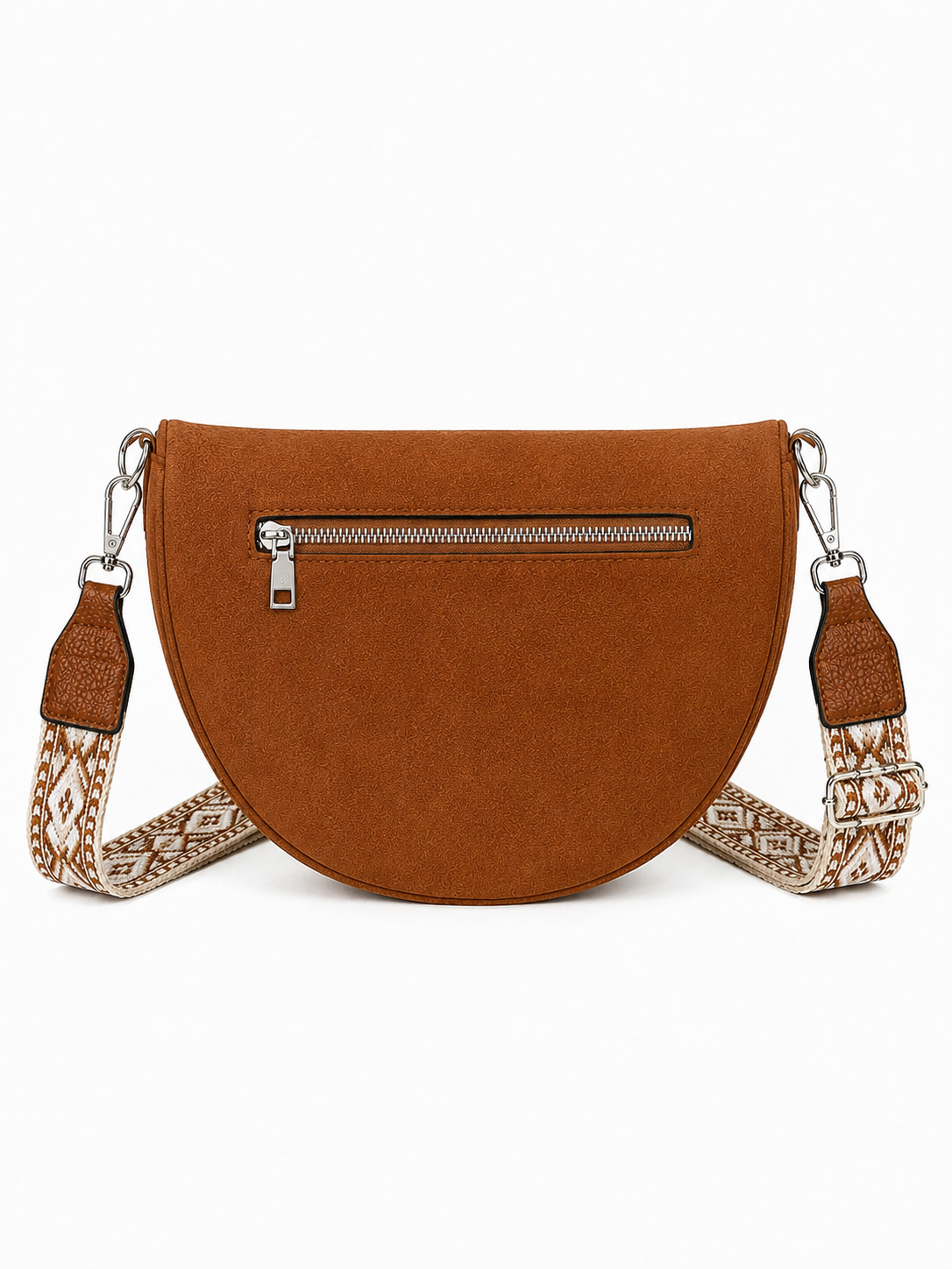 Grand sac banane femme daim camel Bandoulière large - Porte-monnaie inclus