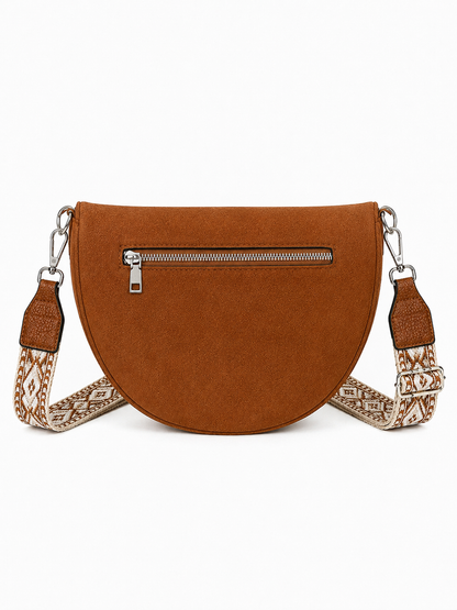 Grand sac banane femme daim camel Bandoulière large - Porte-monnaie inclus