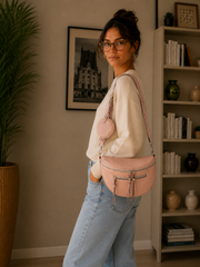 Grand Sac Banane Femme en cuir synthétique – Bandoulière Ajustable, Porte-monnaie Inclus Rose