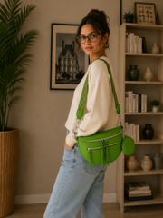 Grand Sac Banane Femme en cuir synthétique – Bandoulière Ajustable, Porte-monnaie Inclus Vert